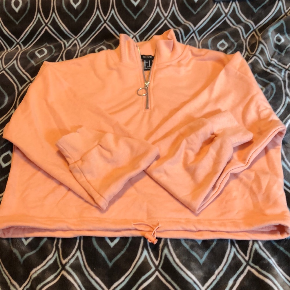Forever 21 Cropped Salmon Peach Sweatshirt, size M